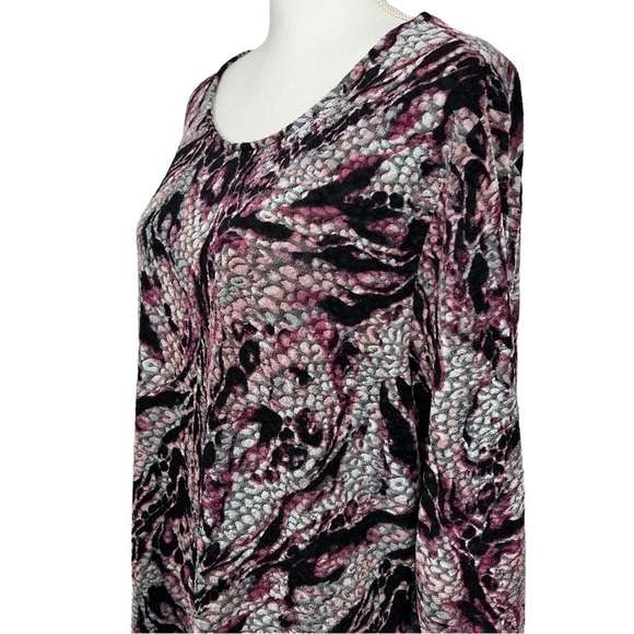 CJ Banks Women’s Pullover Handkerchief Top Sz 2X Multi Color 3/4 Sleeve Stretch - Picture 4 of 13